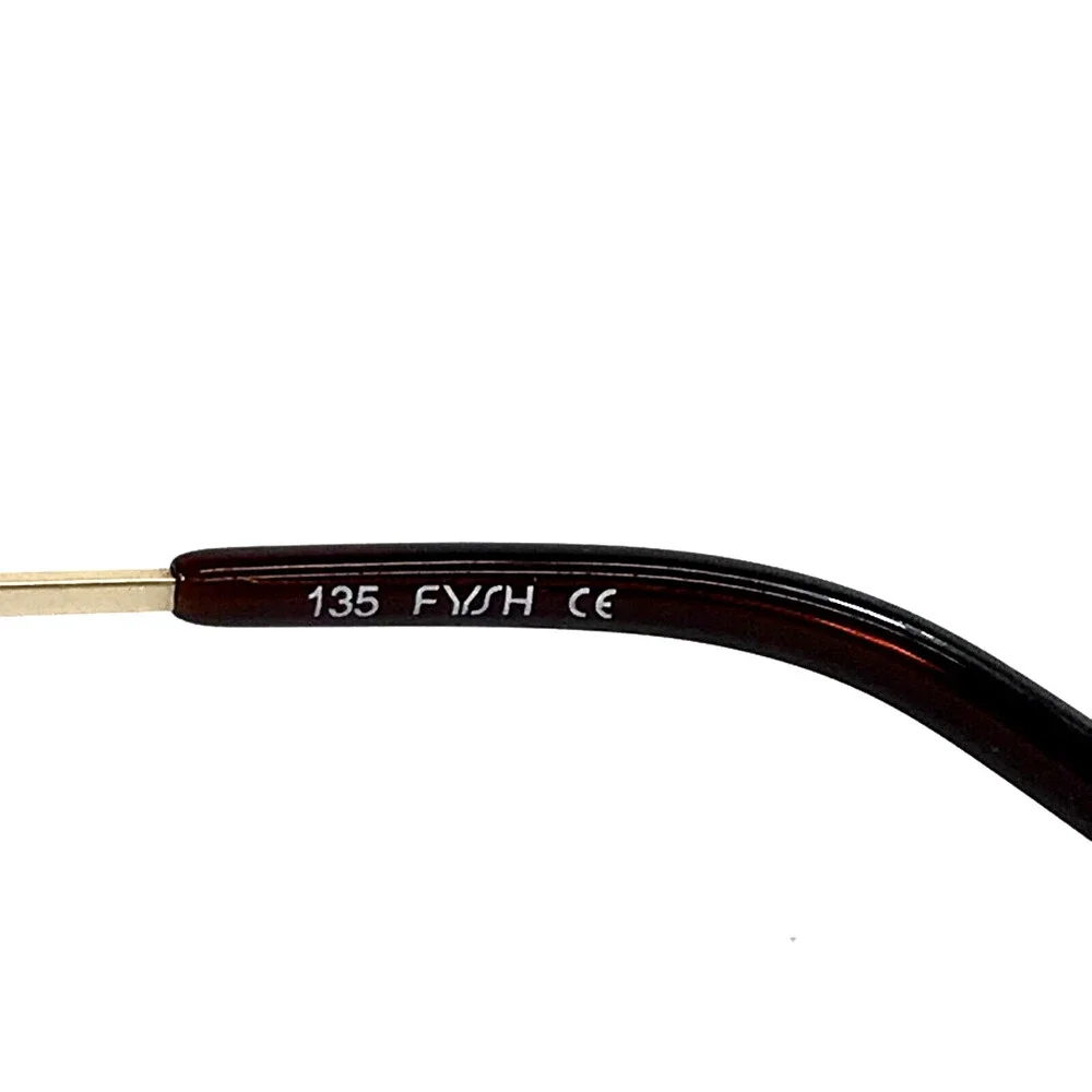 FYSH Eyeglasses Frames 3621 S111 Shiny Gold Brown Animal Print Square 52-18-135